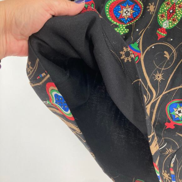 VTG Y2K Cactus Bay Ornament Bling Christmas Print Baby Tee Women’s Large Artsy - Picture 4 of 9